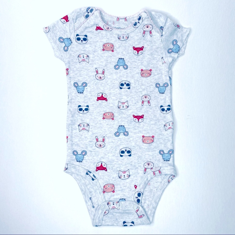 Carters animal faces mouse bunny cat bear fox cotton bodysuit short sleeve 9M